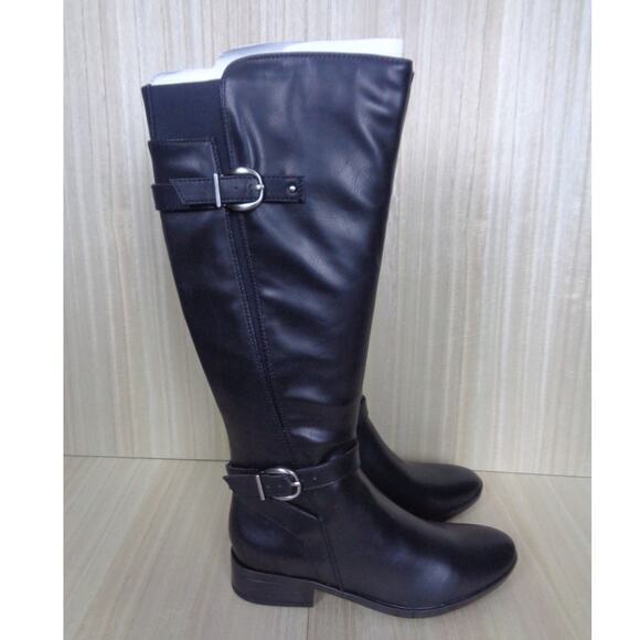 Naturalizer Sahara‎ Black Knee High Boots Faux Leather Womens Size 5.5 - Picture 1 of 7